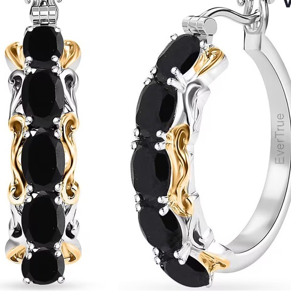 EverTrue Thai Black Spinel Hoop Earrings - Picture 3 of 8